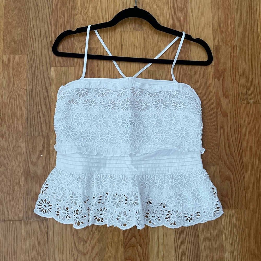 J. Crew White Floral Lace Camisole